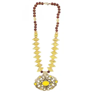 Generic Women's Designer Yellow and Golden Beads Necklace (Color: Yellow)
