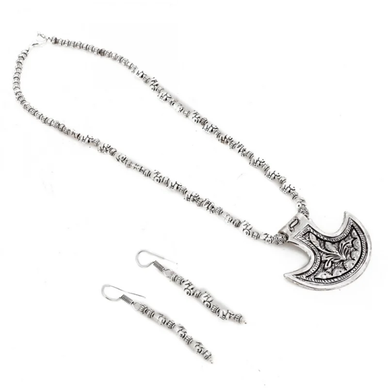 Generic Silver Oxidised Contemporary German Silver Necklace Set For Women - Image 3