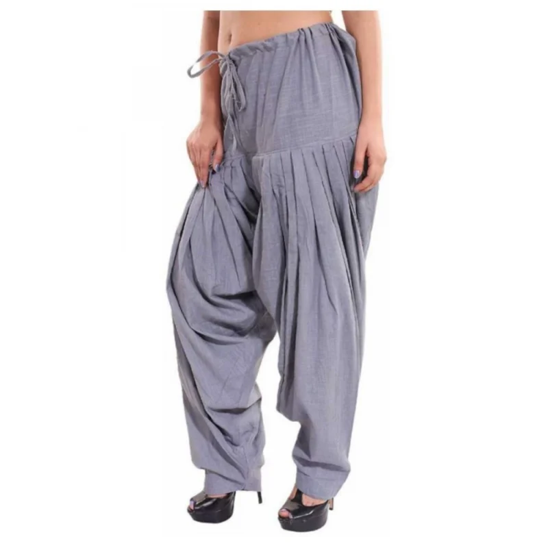 Generic Women's Cotton Solid Patiyala (Color:Smoke Grey) - Image 2