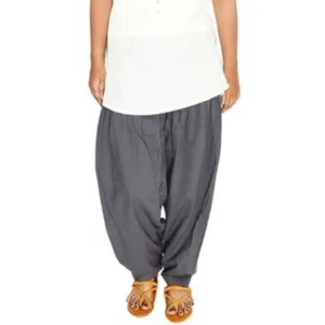 Generic Women's Cotton Solid Patiyala (Color:Smoke Grey)