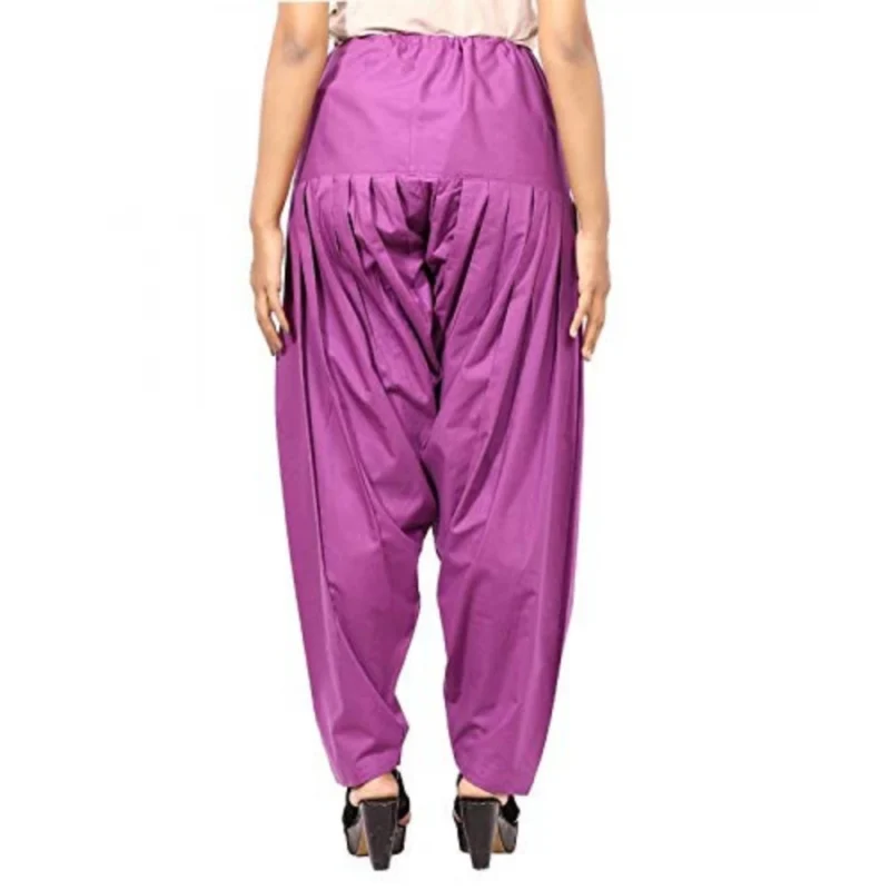 Generic Women's Cotton Solid Patiyala (Color:Violet) - Image 4