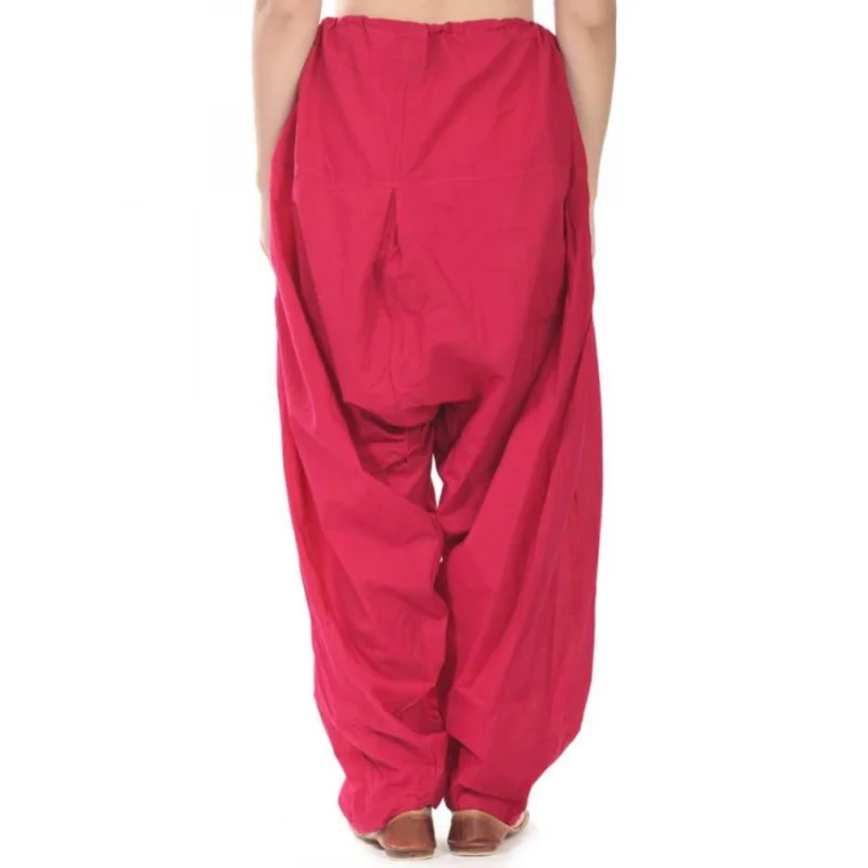 Generic Women's Cotton Solid Patiyala (Color:Rani Pink) - Image 3