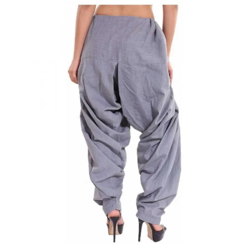 Generic Women's Cotton Solid Patiyala (Color:Smoke Grey) - Image 6