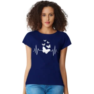 Generic Women's Cotton Western Wear T Shirt (Blue)