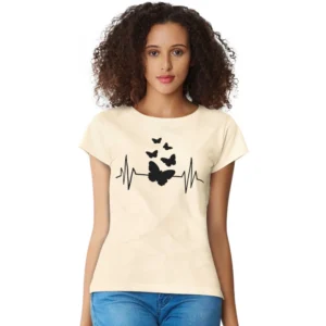 Generic Women's Cotton Western Wear T Shirt (Cream)