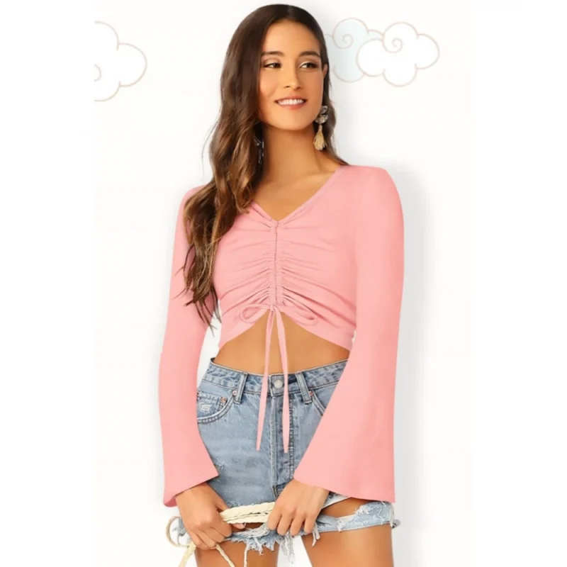 Generic Women's 95% Polyester 5% Spandex Western Wear Tops (Peach) - Image 4