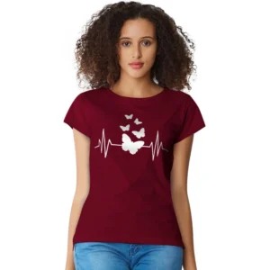 Generic Women's Cotton Western Wear T Shirt (Maroon)
