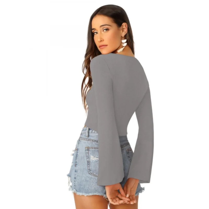 Generic Women's 95% Polyester 5% Spandex Western Wear Tops (Grey) - Image 3