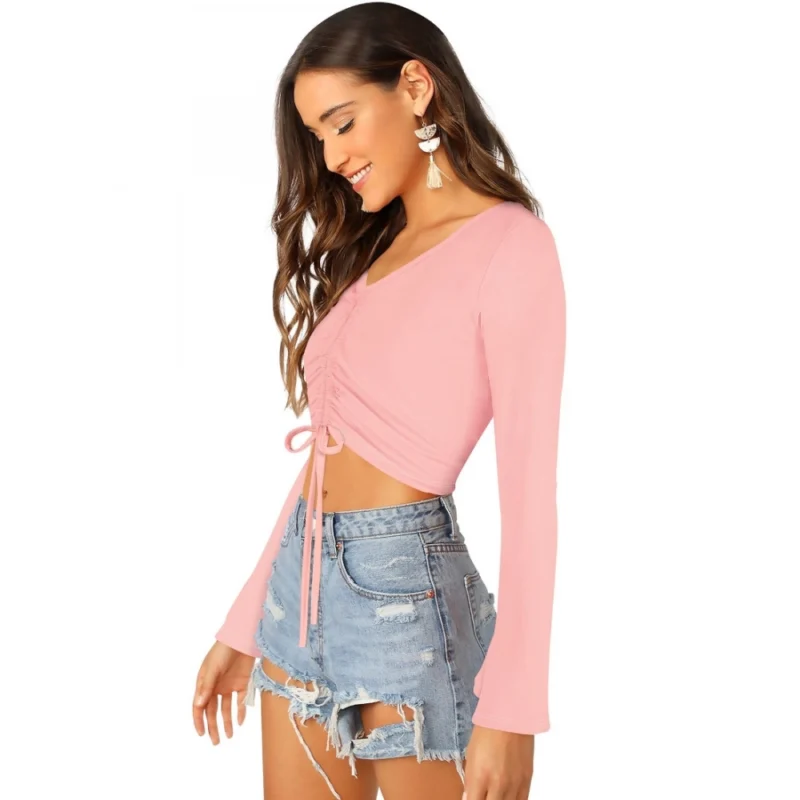 Generic Women's 95% Polyester 5% Spandex Western Wear Tops (Peach) - Image 3