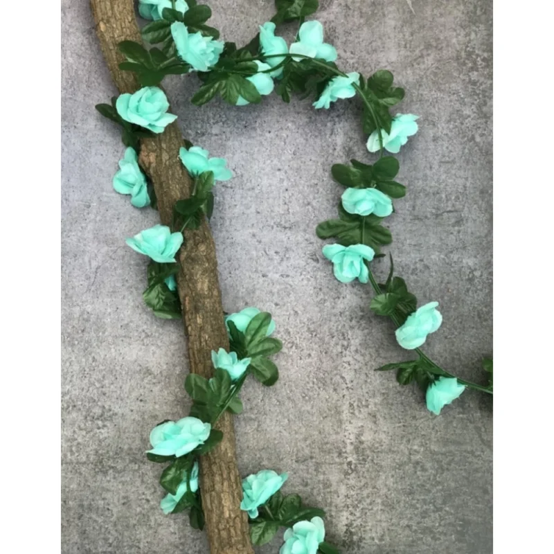 Generic Artificial Flower Creeper Hanging Rose Garland For Home Decoration (Color: Blue, Material: Silk Polyester) - Image 2