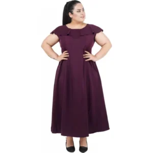 Generic Women's Fit And Flare Purple Dress (Color:Purple, Material:Polyester)