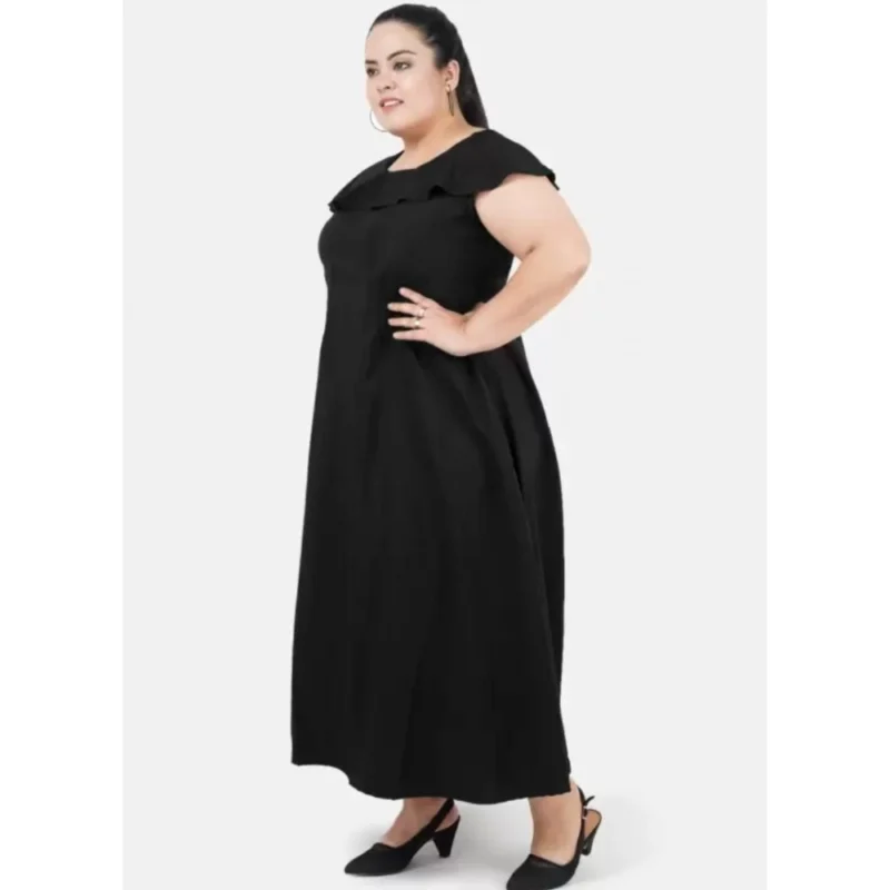 Generic Women's Fit And Flare Black Dress (Color:Black, Material:Polyester) - Image 3
