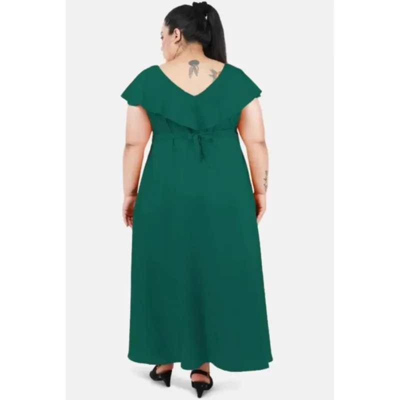 Generic Women's Fit And Flare Green Dress (Color:Green, Material:Polyester) - Image 5