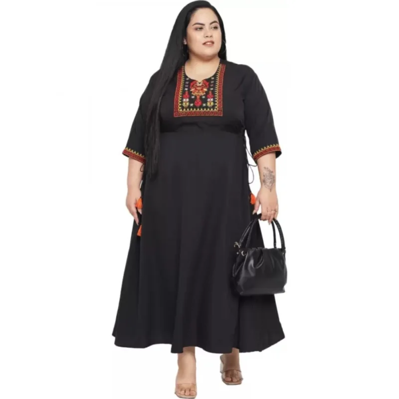 Generic Women's Fit And Flare Black Dress (Color:Black, Material:Polyester) - Image 7