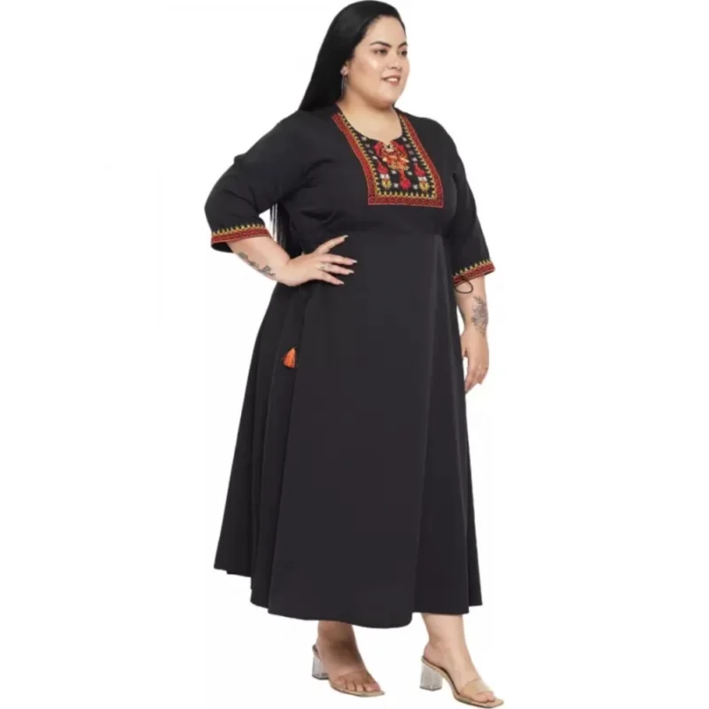Generic Women's Fit And Flare Black Dress (Color:Black, Material:Polyester) - Image 4