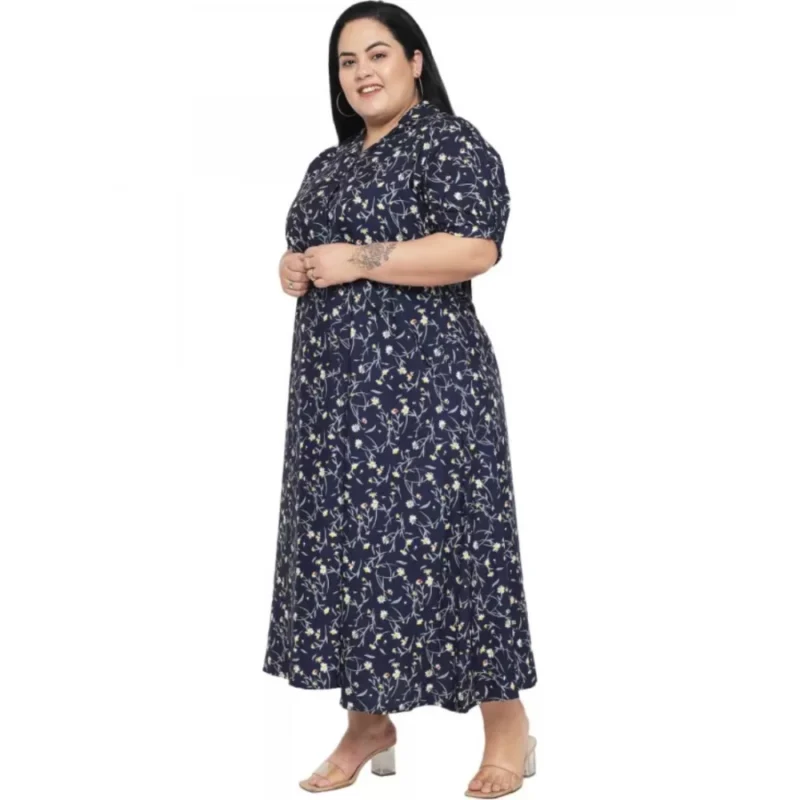 Generic Women's Fit And Flare Blue Dress (Color:Blue, Material:Polyester) - Image 3