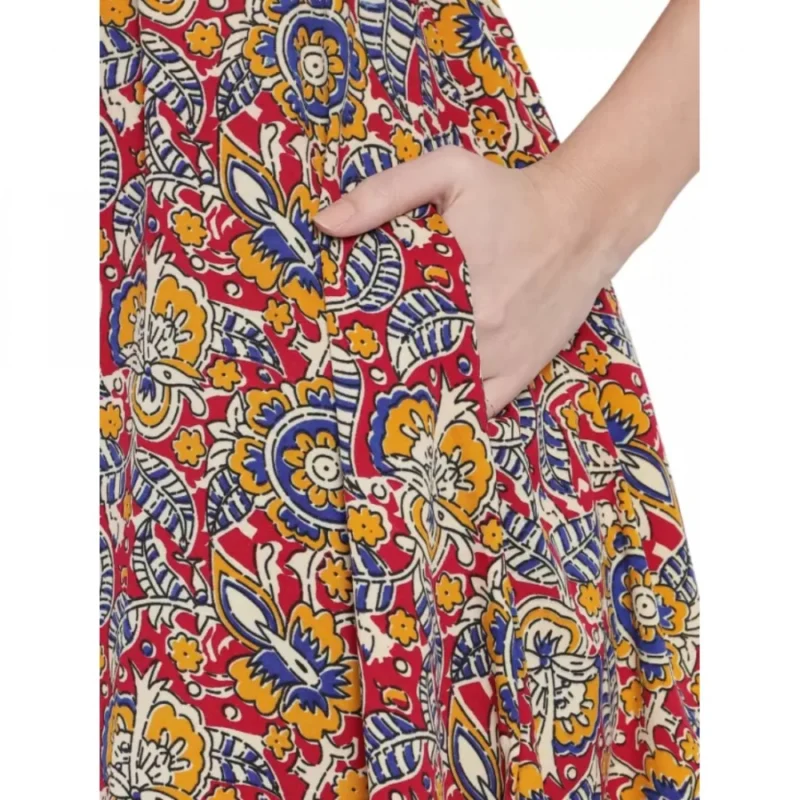 Generic Women's Fit And Flare Maroon Dress (Color:Maroon, Material:Polyester) - Image 2
