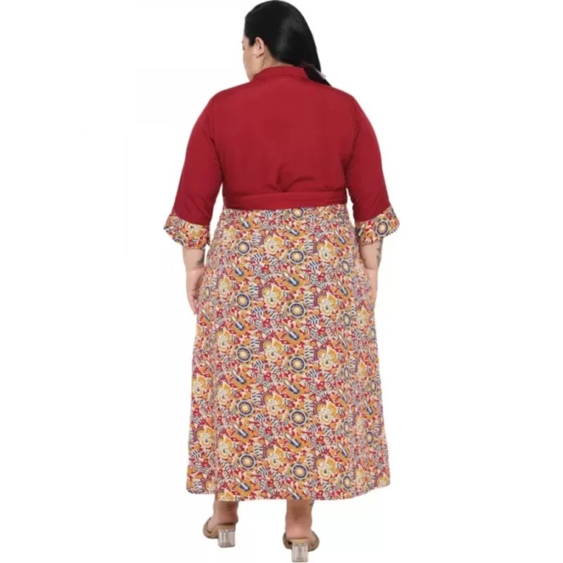 Generic Women's Fit And Flare Maroon Dress (Color:Maroon, Material:Polyester) - Image 5