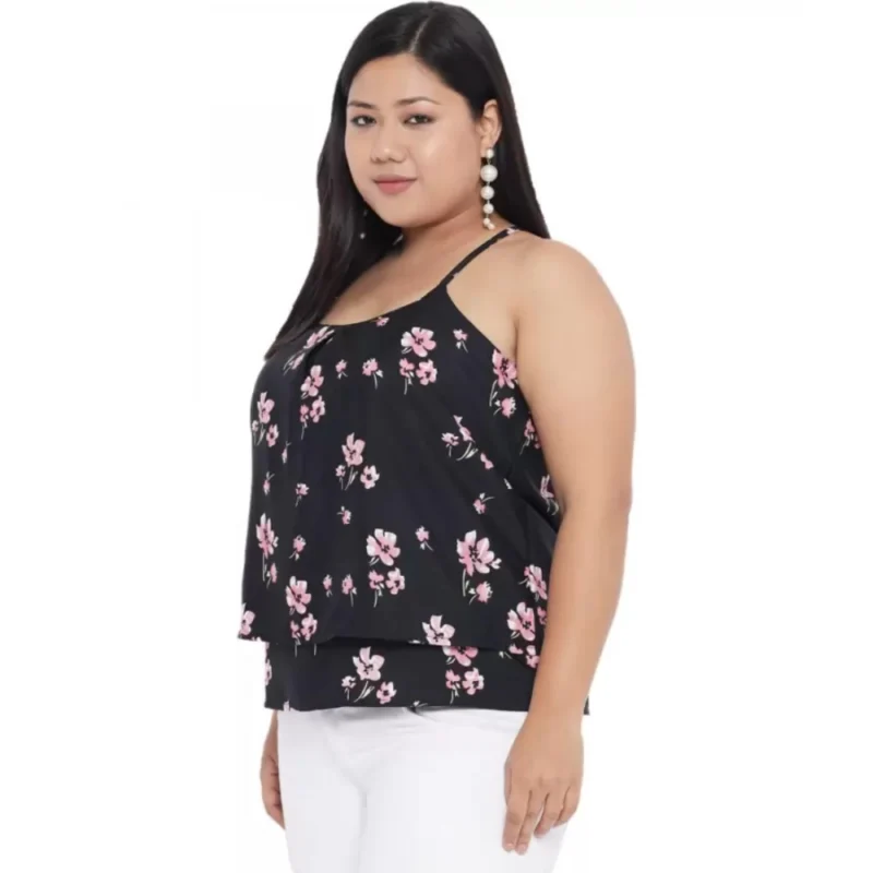 Generic Women's Casual Floral Print Black Top (Color:Black, Material:Polyester) - Image 5