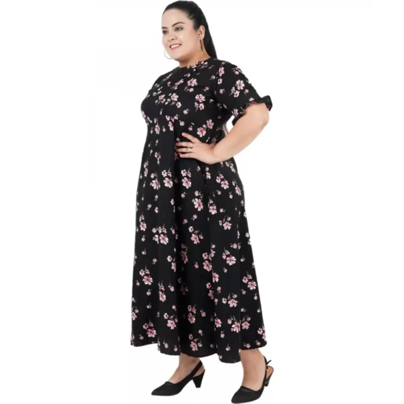 Generic Women's Maxi Black Dress (Color:Black, Material:Poly Crepe) - Image 4