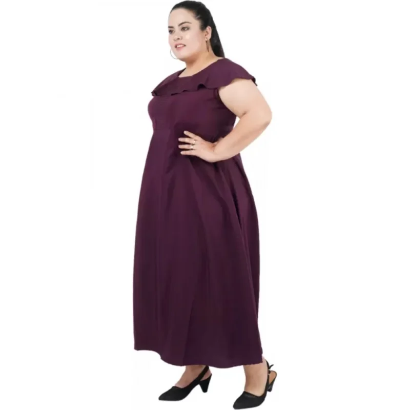 Generic Women's Fit And Flare Purple Dress (Color:Purple, Material:Polyester) - Image 3