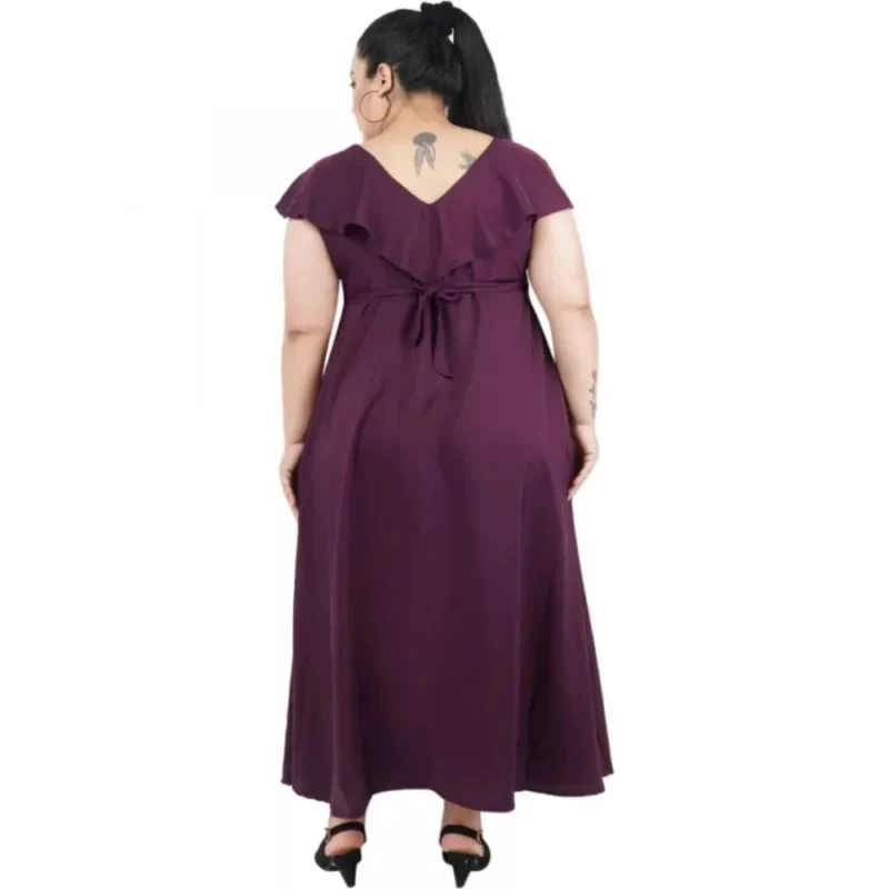 Generic Women's Fit And Flare Purple Dress (Color:Purple, Material:Polyester) - Image 5
