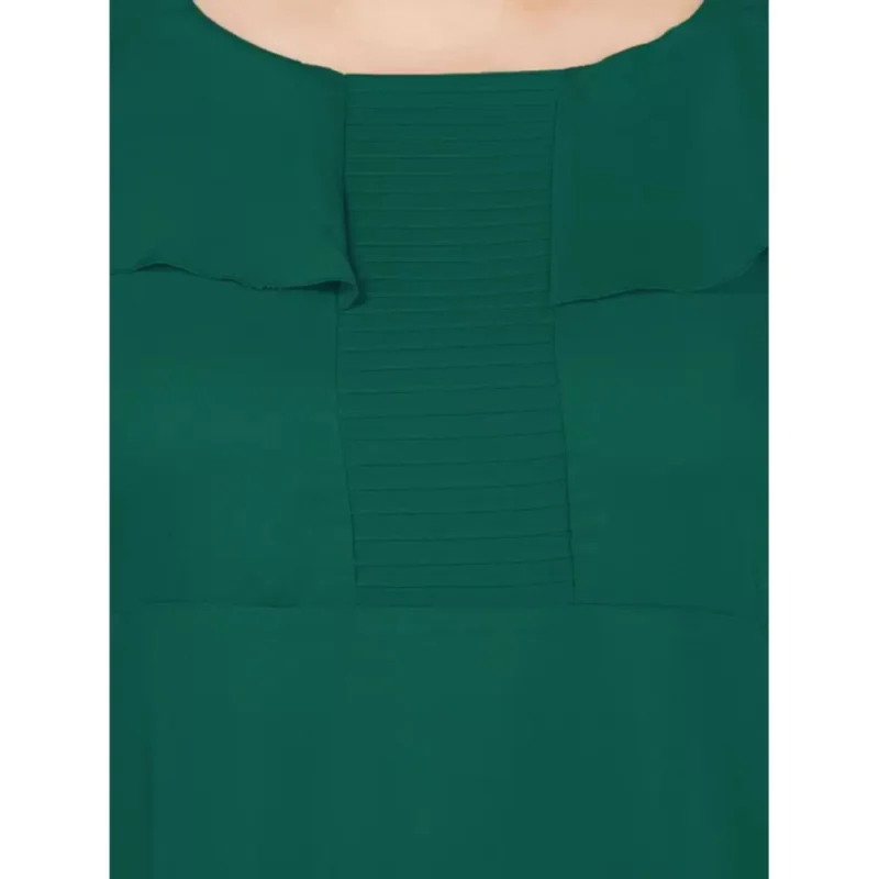 Generic Women's Fit And Flare Green Dress (Color:Green, Material:Polyester) - Image 2