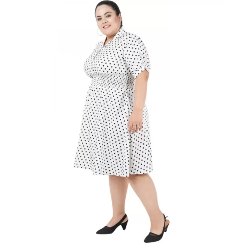 Generic Women's Cinched Waist White Dress (Color:White, Material:Poly Crepe) - Image 3