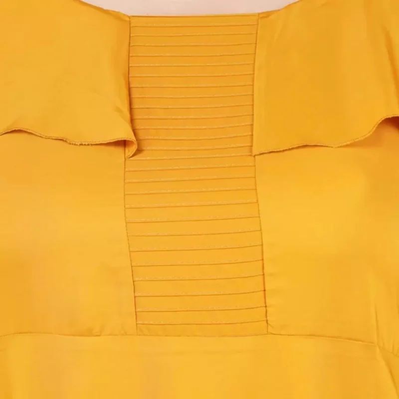 Generic Women's Fit And Flare Yellow Dress (Color:Yellow, Material:Polyester) - Image 2