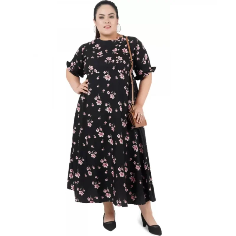 Generic Women's Maxi Black Dress (Color:Black, Material:Poly Crepe) - Image 2