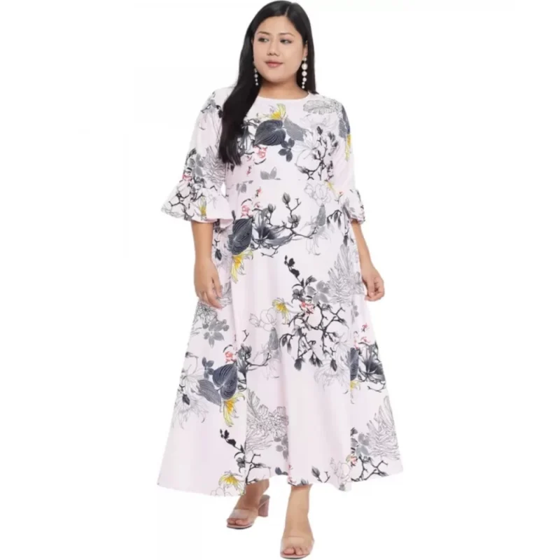 Generic Women's Fit And Flare White Dress (Color:White, Material:Polyester) - Image 2