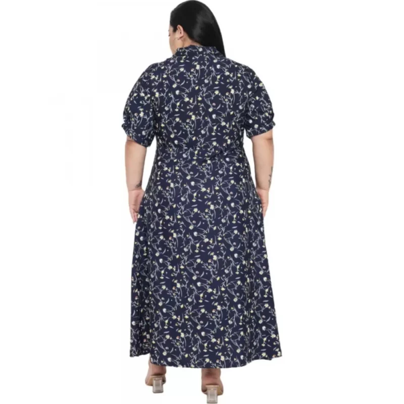 Generic Women's Fit And Flare Blue Dress (Color:Blue, Material:Polyester) - Image 5