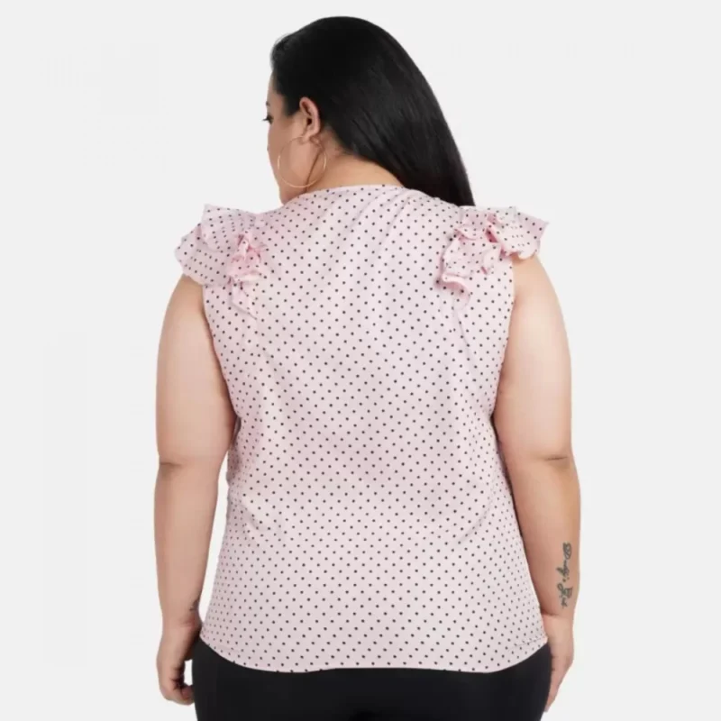 Generic Women's Casual Flared Sleeve Printed Pink Top (Color:Pink, Material:Crepe) - Image 3