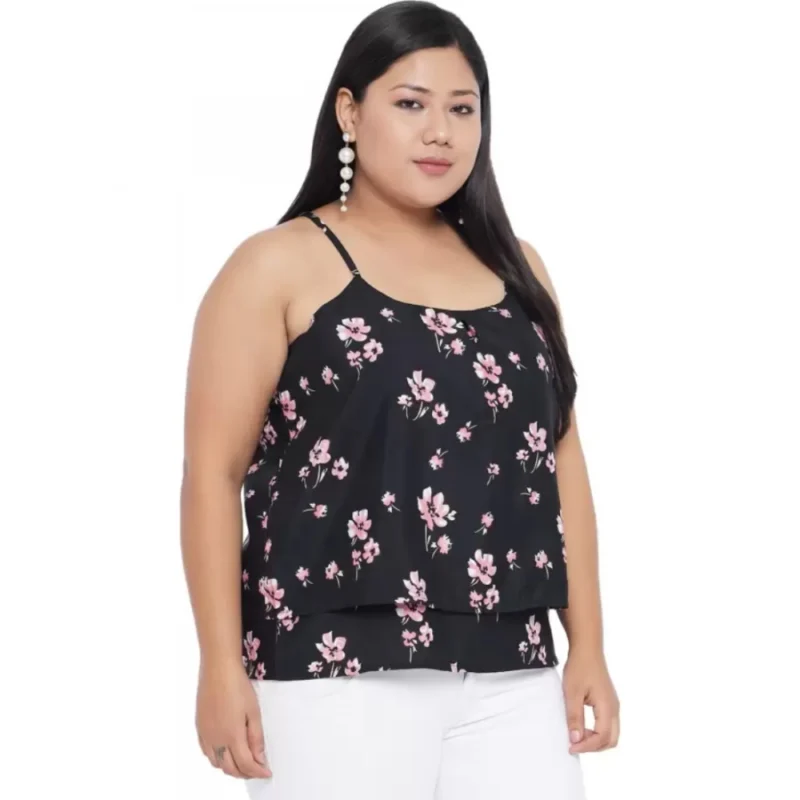 Generic Women's Casual Floral Print Black Top (Color:Black, Material:Polyester) - Image 6