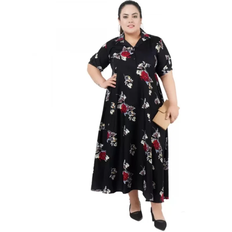 Generic Women's Fit And Flare Black Dress (Color:Black, Material:Polyester) - Image 5