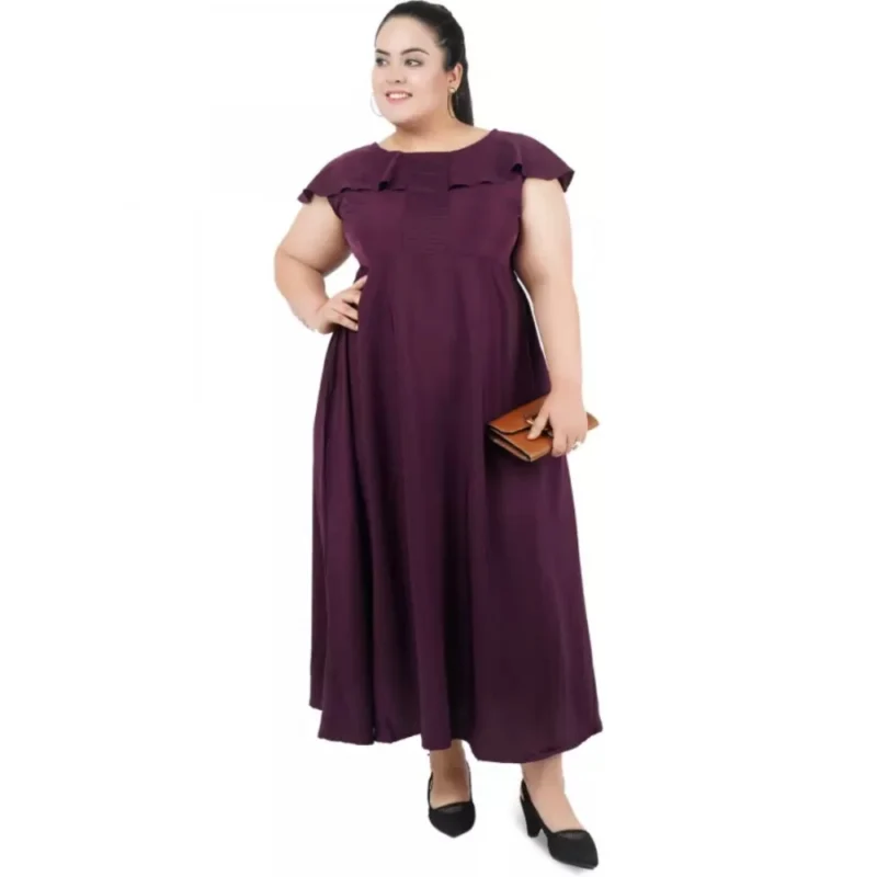 Generic Women's Fit And Flare Purple Dress (Color:Purple, Material:Polyester) - Image 6