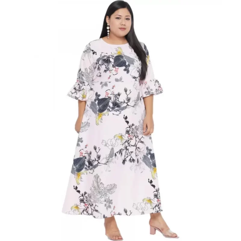 Generic Women's Fit And Flare White Dress (Color:White, Material:Polyester) - Image 6
