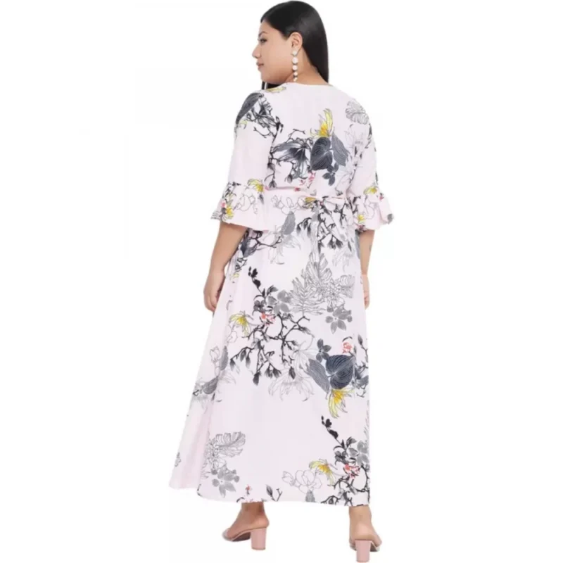 Generic Women's Fit And Flare White Dress (Color:White, Material:Polyester) - Image 5