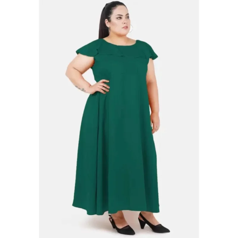 Generic Women's Fit And Flare Green Dress (Color:Green, Material:Polyester) - Image 6