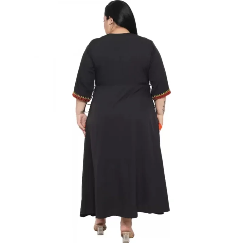 Generic Women's Fit And Flare Black Dress (Color:Black, Material:Polyester) - Image 6
