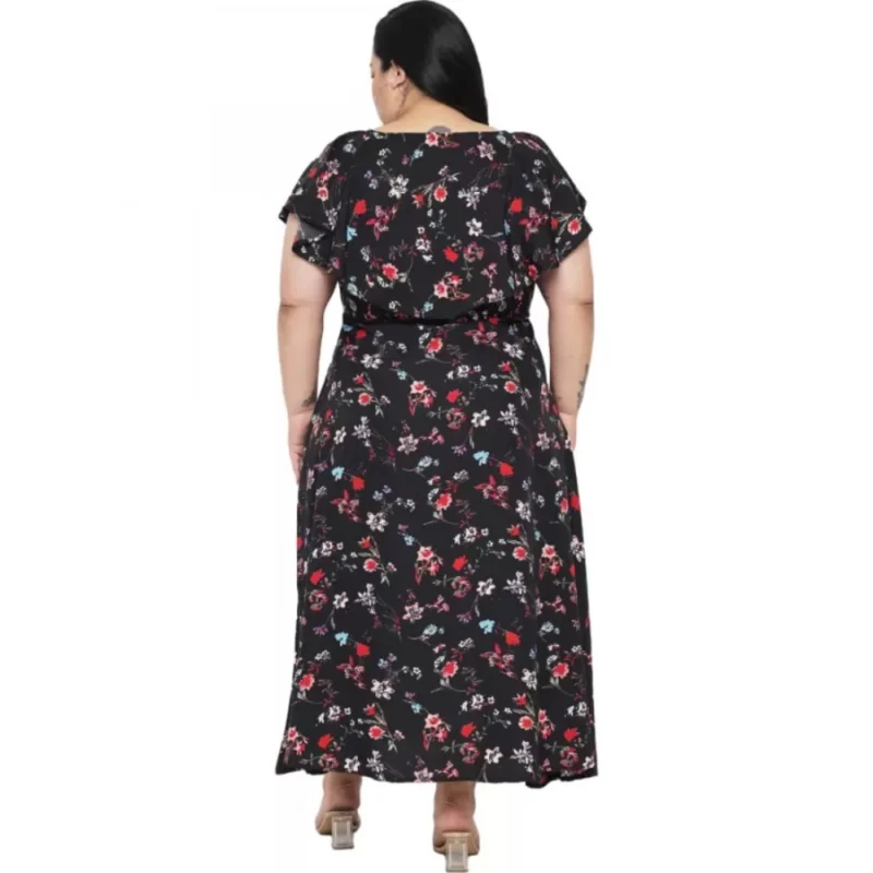 Generic Women's Fit And Flare Black Dress (Color:Black, Material:Polyester) - Image 5