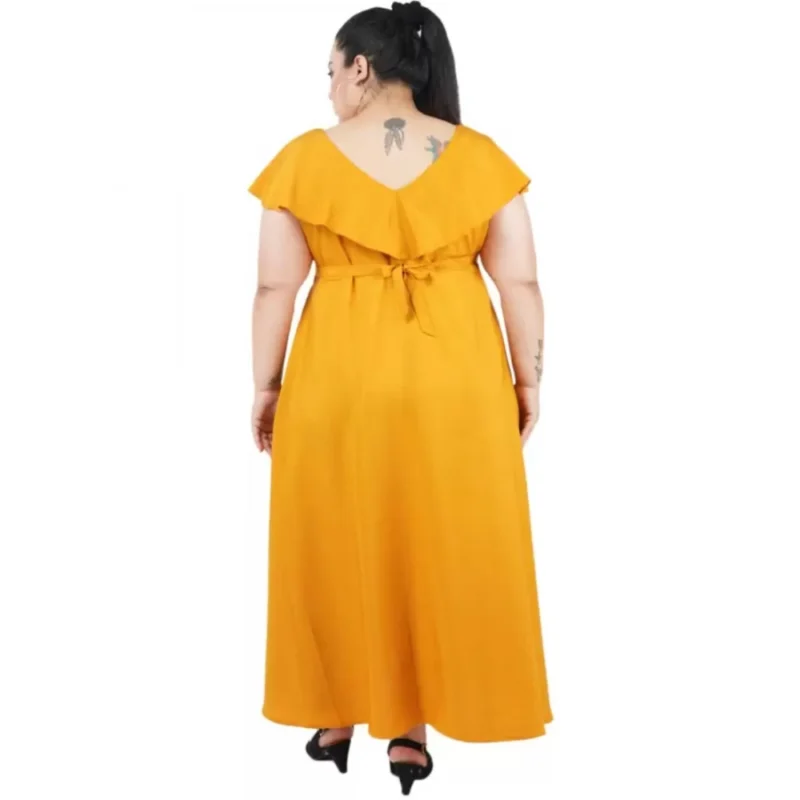Generic Women's Fit And Flare Yellow Dress (Color:Yellow, Material:Polyester) - Image 5