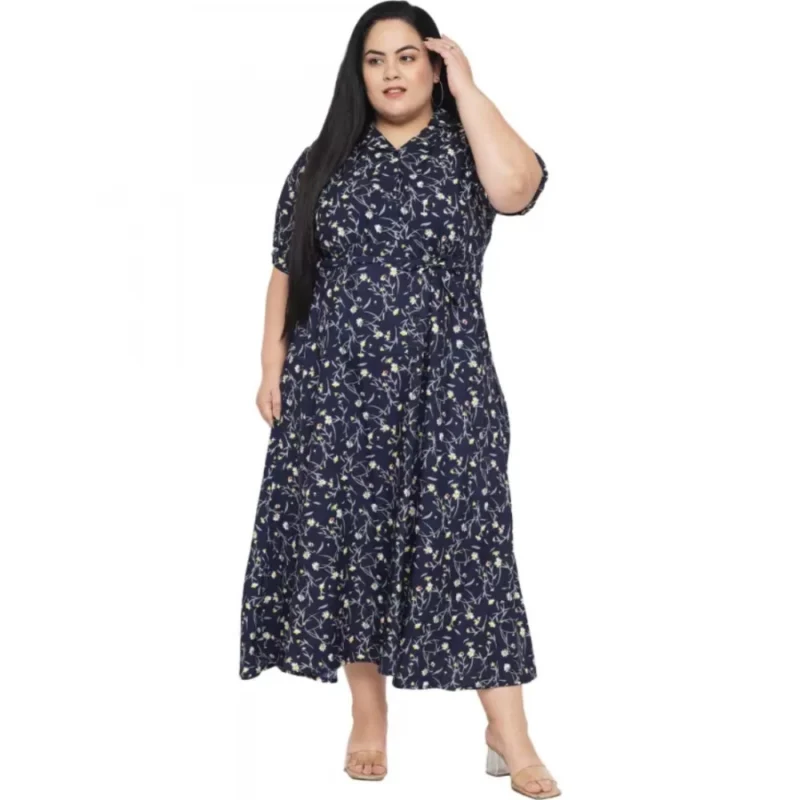 Generic Women's Fit And Flare Blue Dress (Color:Blue, Material:Polyester) - Image 6