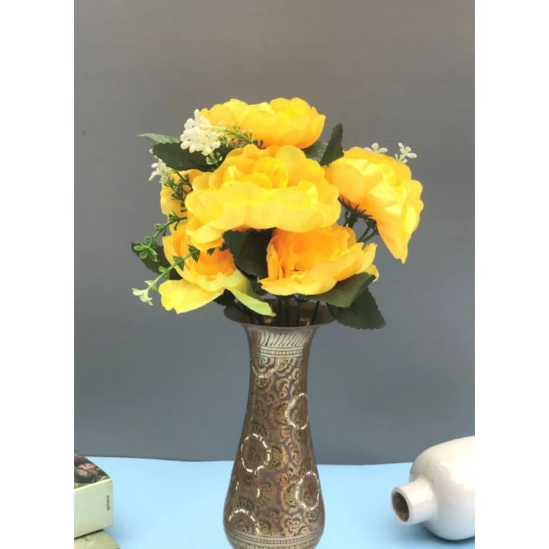 Generic Artificial Flowers Bunch Bouquet Of 7 Poppy Flowers For Home Decoration (Yellow, Material:Silk, Polyester) - Image 2