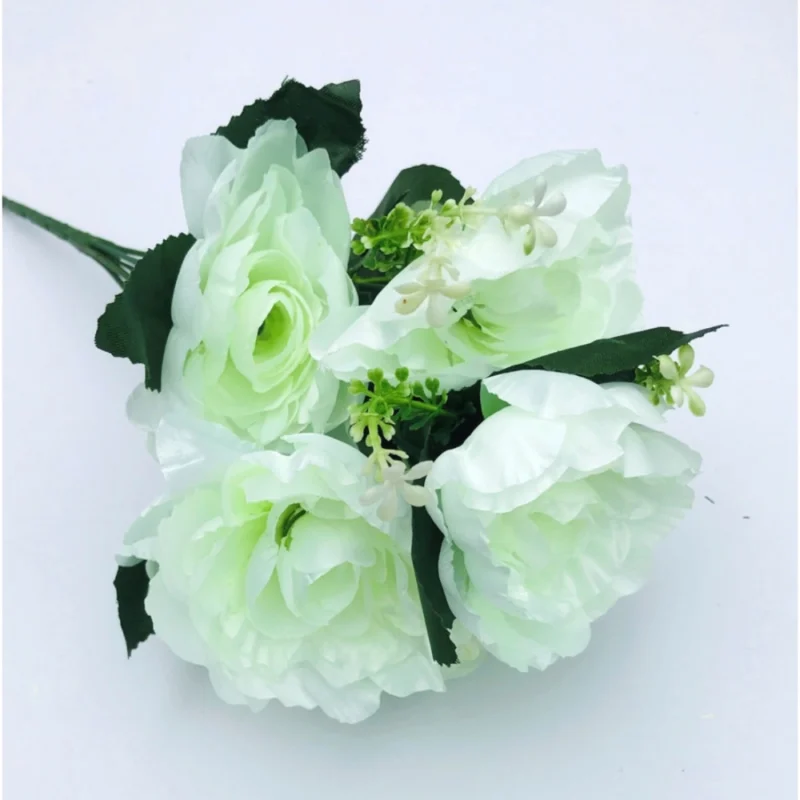 Generic Artificial Flowers Bunch Bouquet Of 7 Poppy Flowers For Home Decoration (White, Material:Silk, Polyester) - Image 2