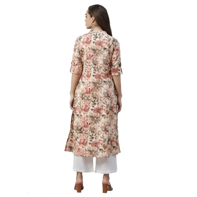 Generic Women's Cotton Printed Floral Print Kurti (Multicolor, Cotton) - Image 3