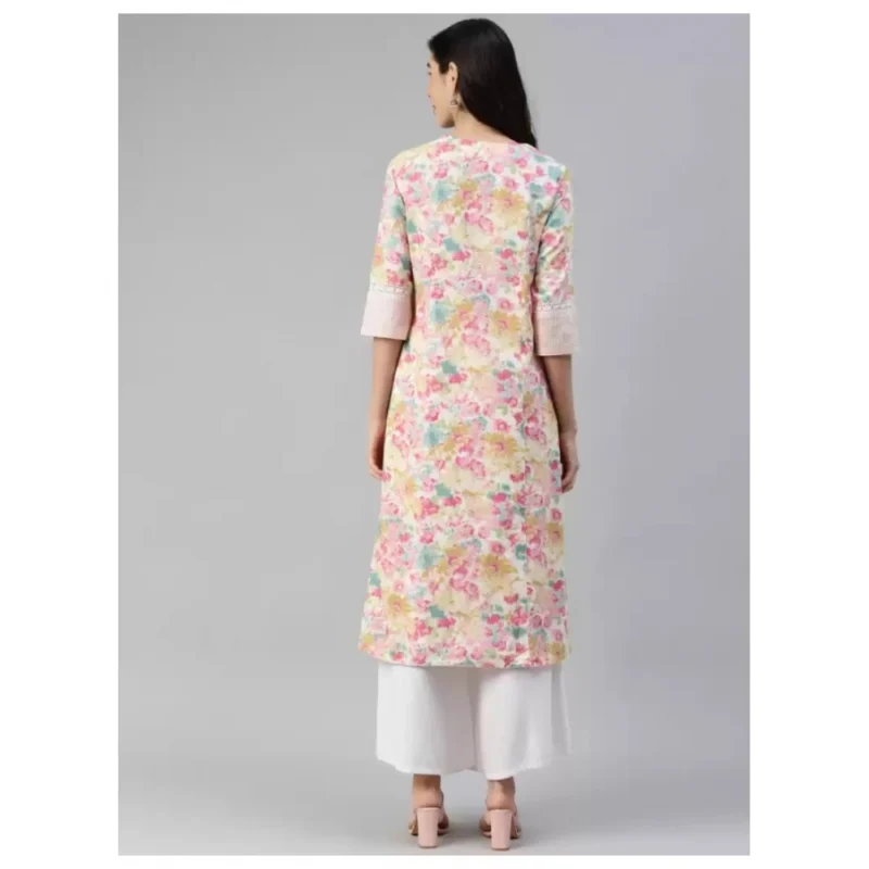 Generic Women's Cotton Printed  Straight Kurti (Multicolor, Cotton) - Image 4