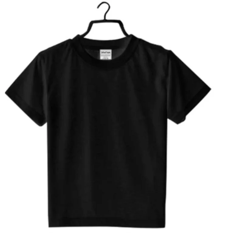 Generic Boys Cotton Plain Half Sleeve TShirt (Black) - Image 4