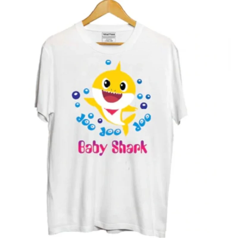 Generic Boys Cotton Baby Shark Half Sleeve TShirt (White) - Image 3