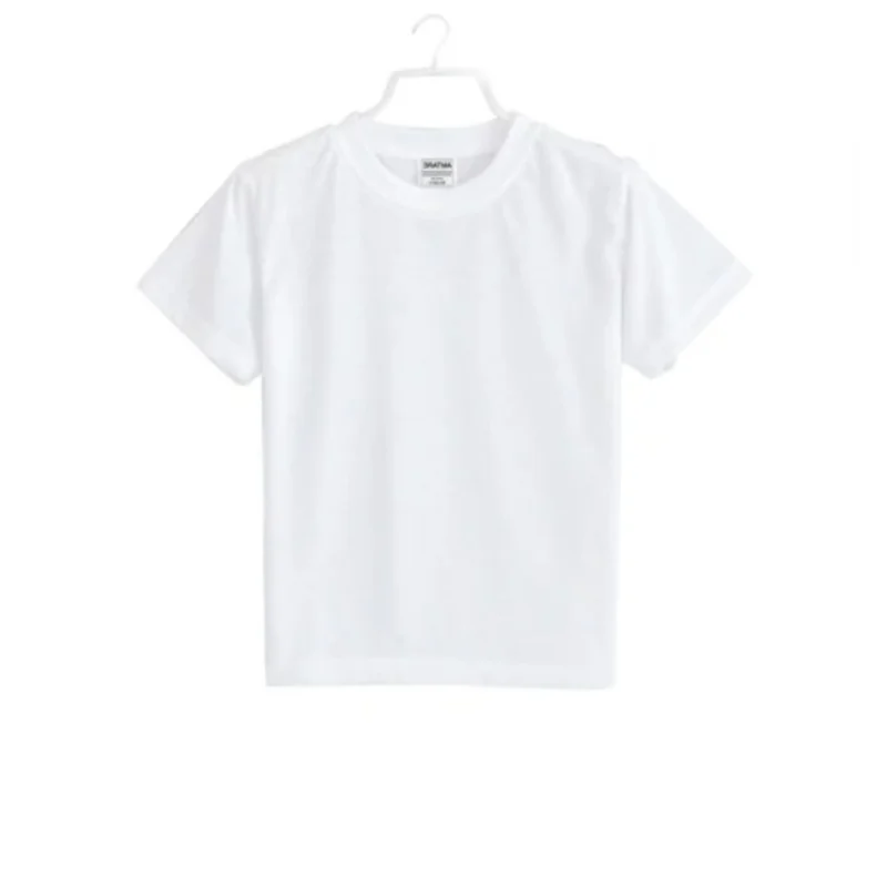 Generic Boys Cotton Plain Half Sleeve TShirt (White) - Image 2